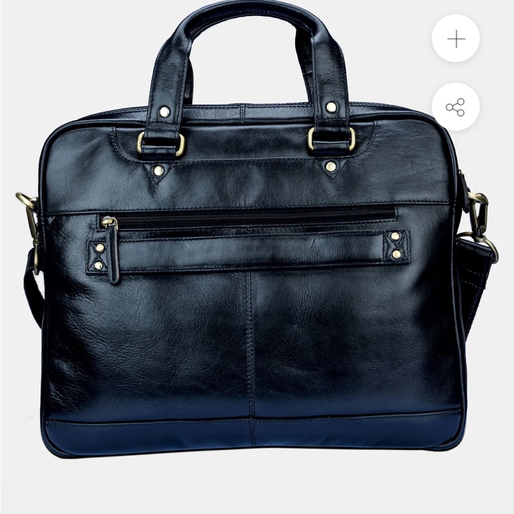 FINELAER BLACK DESIGNER VINTAGE LEATHER MESSENGER LAPTOP BAG FOR MEN 14 INCH - Picture 2 of 5